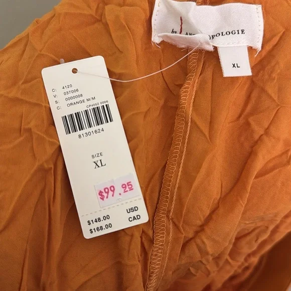 New Anthropologie Cheri Ruffle Tulle Elastic Waist Orange Preppy Midi Skirt XL - Picture 7 of 11